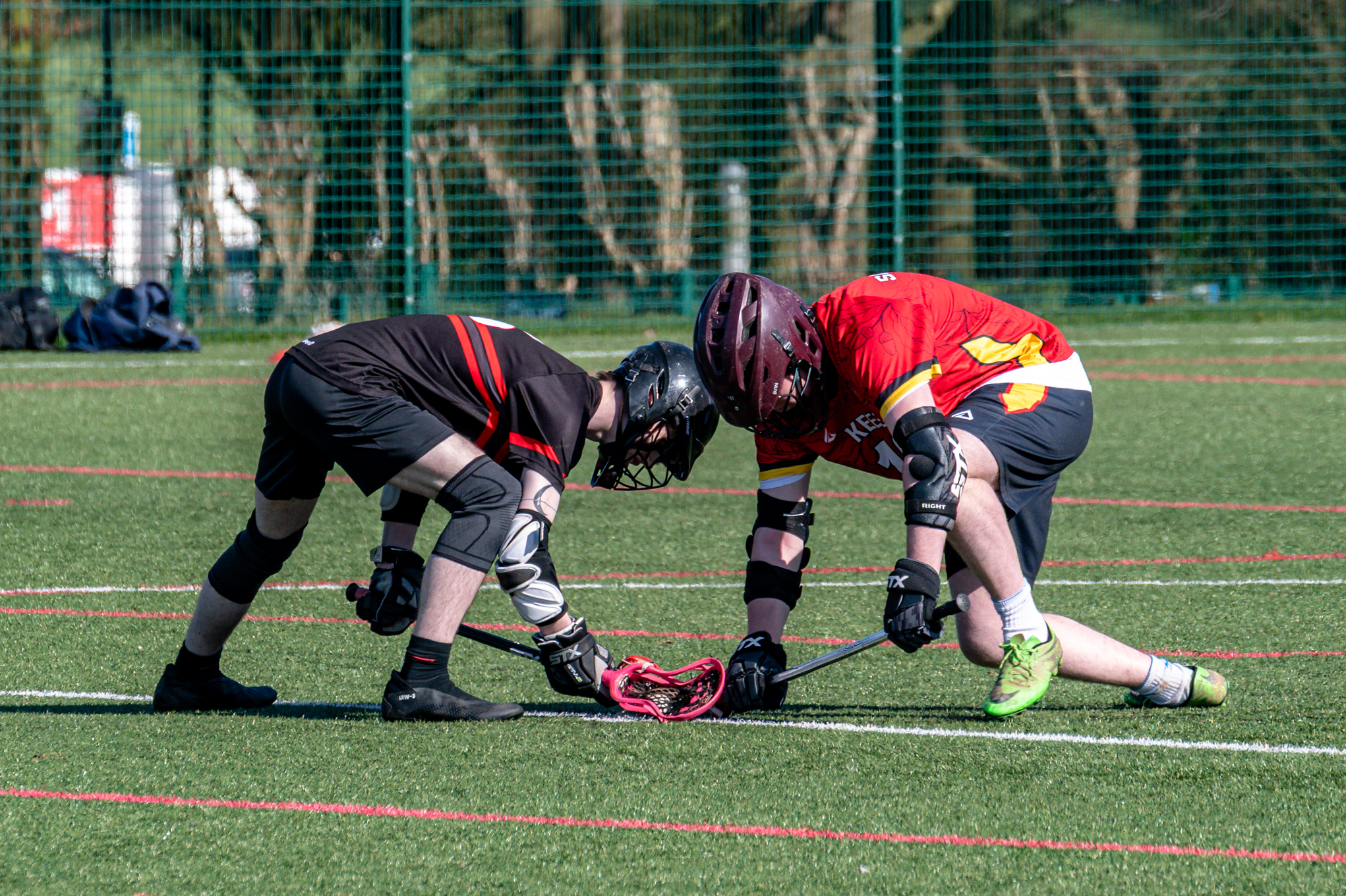 Lacrosse face-off action